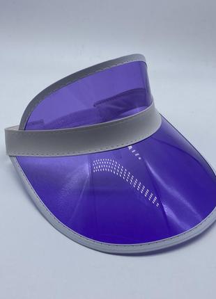 Дефект! женский пластиковый прозрачный козырёк лого брендированный фиолетовый4 фото