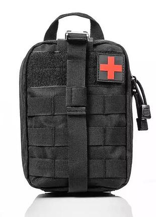 Подсумок аптечка 10 шт тактическая молли molle, без наполнения. черная