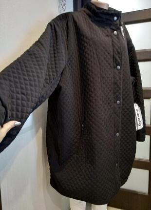 Чёрная стеганая куртка парка пальто большого размера2 фото