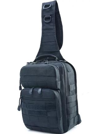 Нагрудная сумка с быстрым сбросом мужская тактическая сумка на много отделений многофункциональная. черная