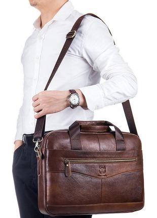 Мужской деловой портфель  из натуральной кожи, повседневная сумка через плечо в стиле ретро2 фото
