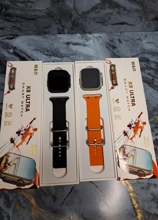 Cмарт-часы smart watch x8 ultra 49mm электронные с магнитной зарядкой и микрофоном. оранжевый4 фото