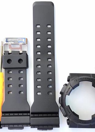 Ремешок + безель (рант) для g-shock ga-100 / ga-110 / ga-120 / gd-100 / gd-100 / gd-120 / gax-100 / gls-100 матовый