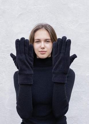 Сенсорные флисовые перчатки without creen 4-2 black6 фото