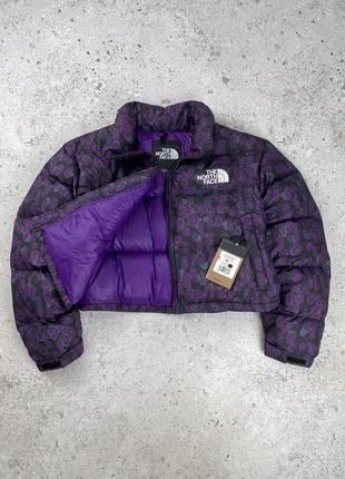 The north face printed nuptse short jacket женская пуховая куртка оригинал7 фото