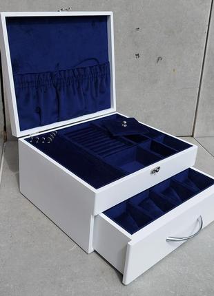 Сундук для украшений tm wooden organizer "eco-white blue" белый jb0123 фото