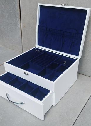 Сундук для украшений tm wooden organizer "eco-white blue" белый jb012