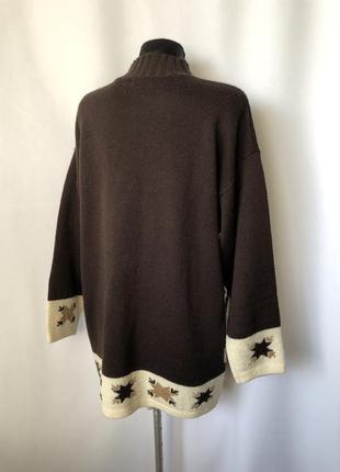 Винтаж свитер с орнаментом коричневый узор jones шерсть3 фото