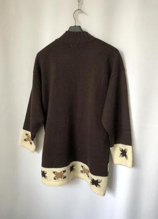 Винтаж свитер с орнаментом коричневый узор jones шерсть5 фото