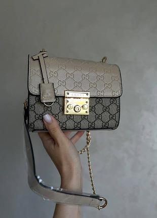 Сумка гуччи gucci padlock dark beige