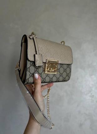 Сумка гуччи gucci padlock dark beige2 фото