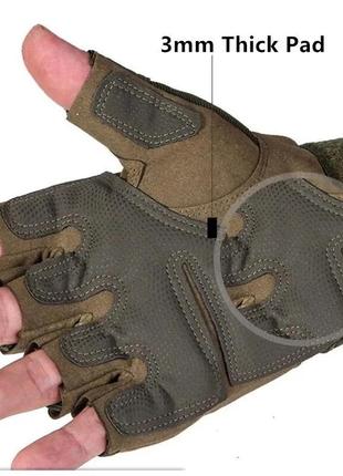 Тактичні рукавиці рукавички без пальців безпалі із захистом оливка хакі нові5 фото