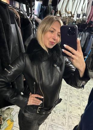 Дублянка 🖤чорна натуральна дублянка косуха шкіряна дублянка