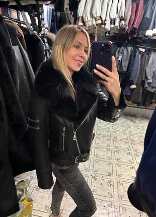 Дублянка 🖤чорна натуральна дублянка косуха шкіряна дублянка