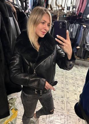 Дублянка 🖤чорна натуральна дублянка косуха шкіряна дублянка