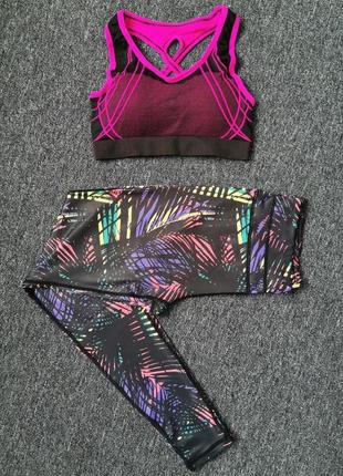 Спортивний костюм жіночий для фітнесу. комплект лосини і топ для йоги,розмір m