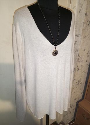Трикотажної в'язки,м'яка,кремова блузка-джемпер,великого розміру,туреччина,amisu3 фото