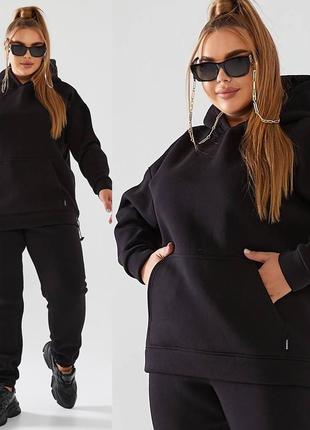 Спортивный утепленный костюм plus size из турецкого футера пенье4 фото