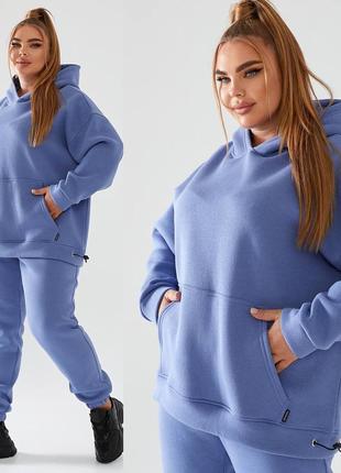 Спортивный утепленный костюм plus size из турецкого футера пенье5 фото