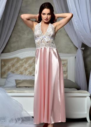 Шикарный длинный комплект для "утро невесты" королевский розовый3 фото