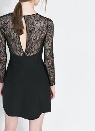 Черное кружевное платье zara, кружевные рукава