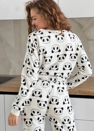 Женская теплая пижама с пандами9 фото