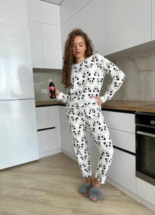 Женская теплая пижама с пандами8 фото