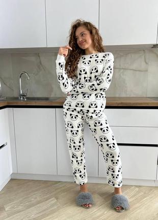 Женская теплая пижама с пандами7 фото
