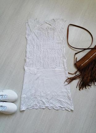 🌹біле ажурна сукня з відкритою спинкою 🌹біле мереживне плаття в стилі кроше, бохо шик4 фото
