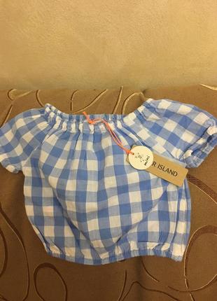 Модная блуза в клеточку с вышивкой розы,стильная рубашечка на девочку 2-5 месяцев2 фото