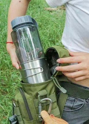 Тактическая сумка подсумок чехол держатель для бутылки или термоса union зеленая олива с системой molle7 фото