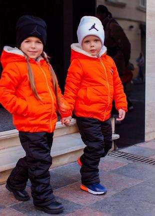 Детский очень теплый костюм на искусственной овчине5 фото