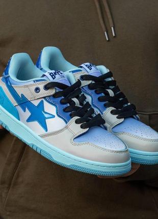Жіночі кросівки bape sk8 sta patent blue 37-39