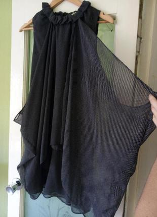 Черное белое шифоновое платье сарафан свобожное драпировка разлетайка mugigae италия1 фото