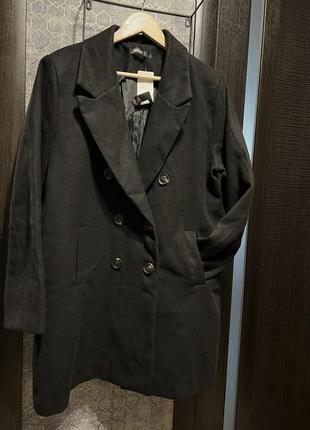 Чорне двобортне пальто / черное пальто / чорне пальто3 фото