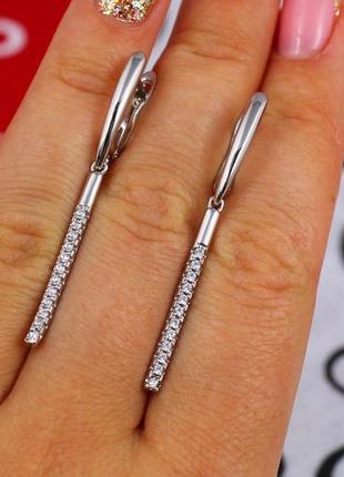 Сережки підвіски xuping jewelry палички 4,5 см сріблясті3 фото