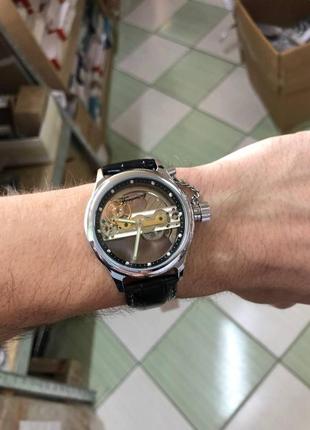 Мужские наручные механические часы с автоподзаводом forsining 9418 black-silver5 фото