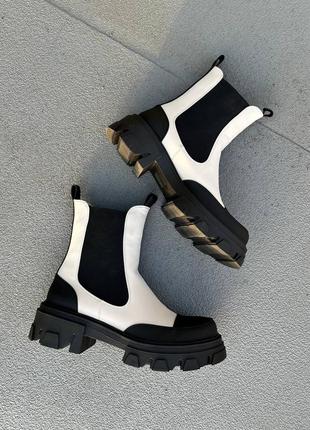 Женские ботинки белые с черным no brand chelsea boots 3