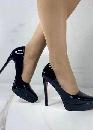 Женские лаковые туфли на высоком каблуке5 фото