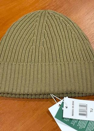 Lacoste brown ribbed wool beanie rb0001 00 z0w шапка оригінал унісекс шерстяна6 фото