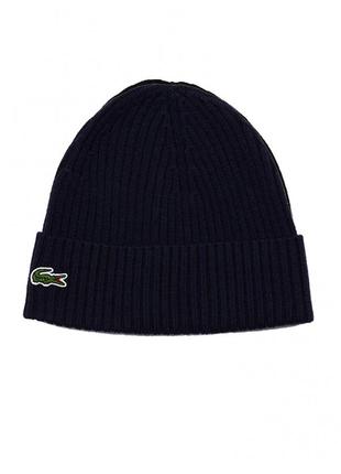 Lacoste mens knit wool beanie rb0001 00 166 шапка оригинал унисекс шерстяная синяя