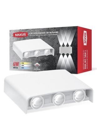 Светильник светодиодный настенный maxus mwl 6w 3cct ip65 wh square