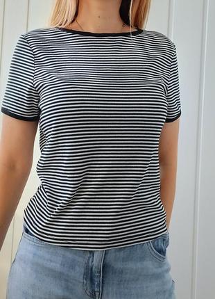 Футболка у смужку new look смугаста футболка нью лук полосатая футболка в полоску чорно-біла футболка жіноча