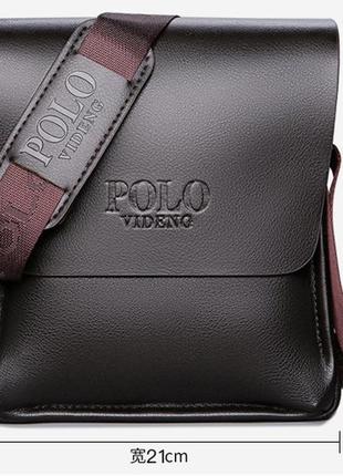 Сумка-планшет чоловіча polo екошкіра, чоловіча сумка через плече шкіряна барсетка планшетка поло3 фото