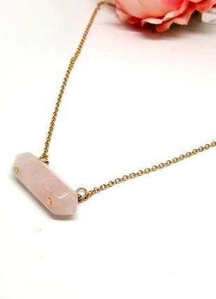 🌸 нежное колье: кулон с розовым кварцем на цепочке от h&m оригинал🌸