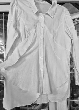 Комбинированная рубашка с сеткой стрейч рюши волны офисная блуза cannisse коттон хлопок2 фото