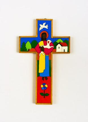 Деревянный крест ручной работы и роспись