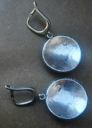 Эксклюзивные дизайнерские серебряные серьги с натуральным опалом и позолотой опаловые глаза8 фото