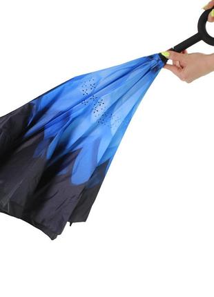 Зонт наоборот up-brella цветок синий6 фото