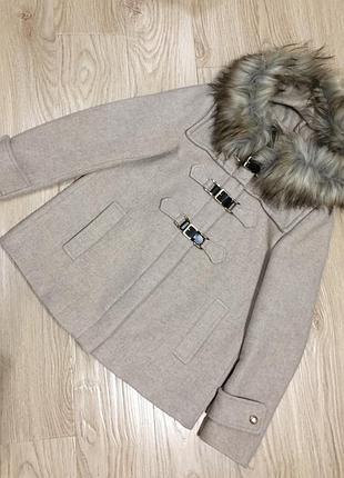 Укорочене пальто zara (62% шерсті)